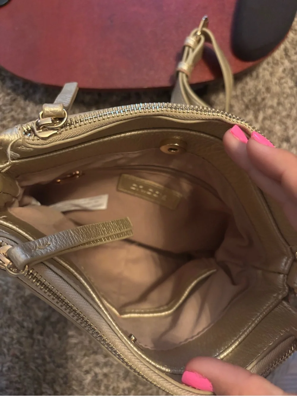 Chico's White and Gold Crossbody Bag with Front Zip